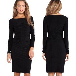Norma Kamali Kulture Dress Women‎ XS Black Jersey Ruched Long Sleeve Mini Goth